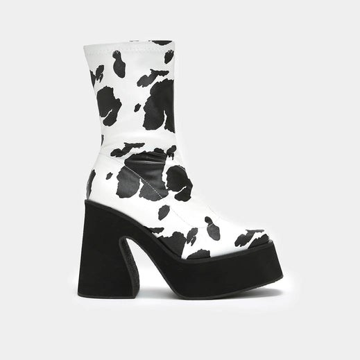 Femme Multi Bottines Koi Footwear Holy Cow Print Talons Boots - TZZ-6903652