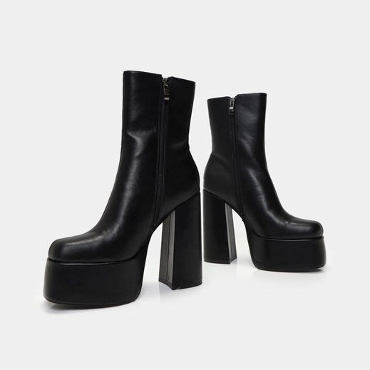 Femme Noir Bottines Koi Footwear Lexus Plateforme Talons Boots - VLI-2905004