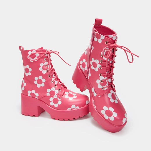 Femme Rose Bottines Koi Footwear Orchis Charm Flower Power Boots - QBD-4212280