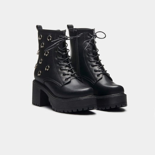 Femme Noir Bottines Koi Footwear Tragus Rock Boots - KPG-8059600