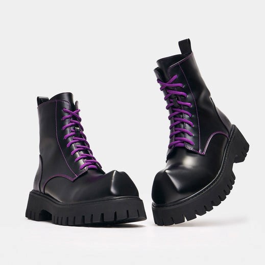 Homme Noir Bottines Koi Footwear Bozo Fork Embout Boots - OZA-7442036