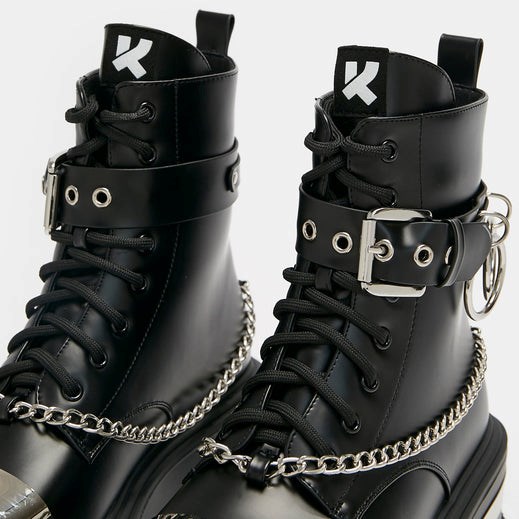 Homme Noir Bottines Koi Footwear Borin Hardware Plateforme Boots - XHN-2354516