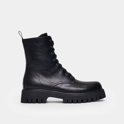 Homme Noir Bottines Koi Footwear Vision Classiche Dentelle Up Boots - DRJ-0580087