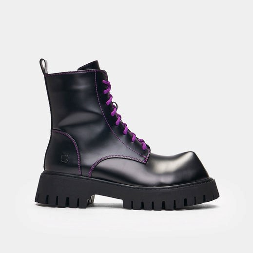 Homme Noir Bottines Koi Footwear Bozo Fork Embout Boots - UOB-8610525