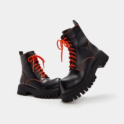 Homme Noir Bottines Koi Footwear Bozo Fork Embout Boots - DOP-8043984