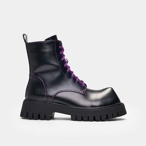 Homme Noir Bottines Koi Footwear Bozo Fork Embout Boots - OZA-7442036