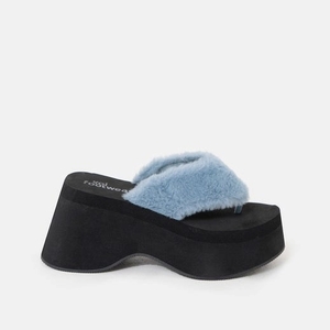 Femme Noir Sandales à Plateforme Koi Footwear Sugar Paws Fluffy Flatform Lanières Sandals - YRP-1474485