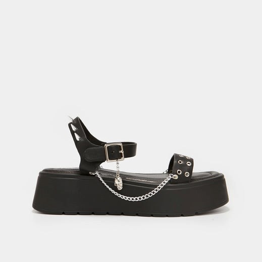 Femme Noir Sandales à Plateforme Koi Footwear Alchemy Potion Grunge Flatform Sandals - BRC-2252592