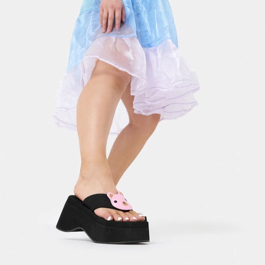 Femme Noir Sandales à Plateforme Koi Footwear No Cuddles Bear Flatform Lanières Sandals - ANE-2562100