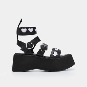 Femme Noir Sandales à Plateforme Koi Footwear Lilac Lovergirl Flatform Heart Sandals - NMX-1306560