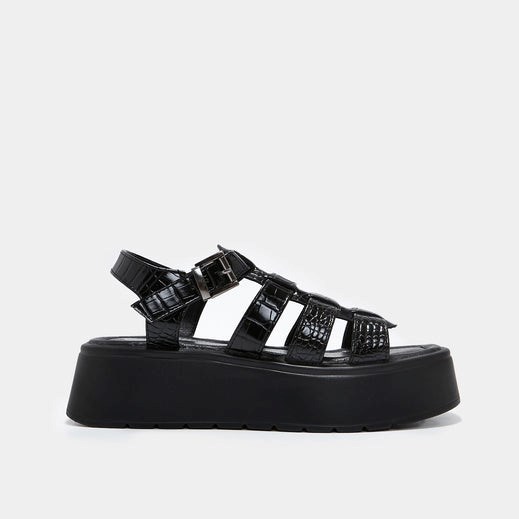 Femme Noir Sandales à Plateforme Koi Footwear Riakuma Croc Chunky Sandals - OAD-9589135