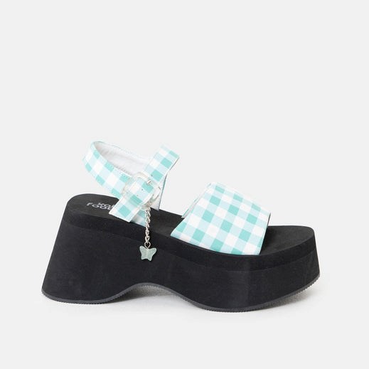 Femme Bleu Sandales à Plateforme Koi Footwear Flying Whispers Plaid Butterfly Sandals - YNW-6940840