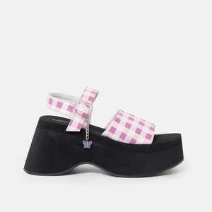 Femme Violette Sandales à Plateforme Koi Footwear Flying Whispers Plaid Butterfly Sandals - MTH-6155611