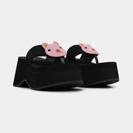 Femme Noir Sandales à Plateforme Koi Footwear No Cuddles Bear Flatform Lanières Sandals - ANE-2562100