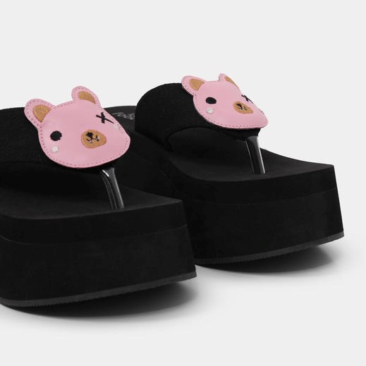 Femme Noir Sandales à Plateforme Koi Footwear No Cuddles Bear Flatform Lanières Sandals - ANE-2562100