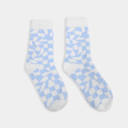 Femme Bleu Chaussettes Koi Footwear Check Mate Socks - LWL-4365763