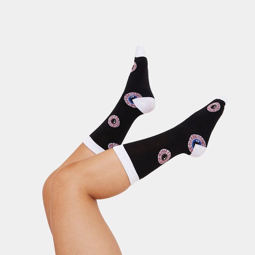 Femme Noir Chaussettes Koi Footwear Eyeballer Socks - EAU-1013445