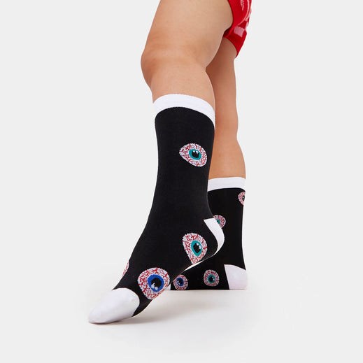 Femme Noir Chaussettes Koi Footwear Eyeballer Socks - EAU-1013445