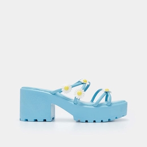 Femme Bleu Strappy Sandals Koi Footwear Blooming Daisy Oasis Lanières Sliders - BVD-9298276