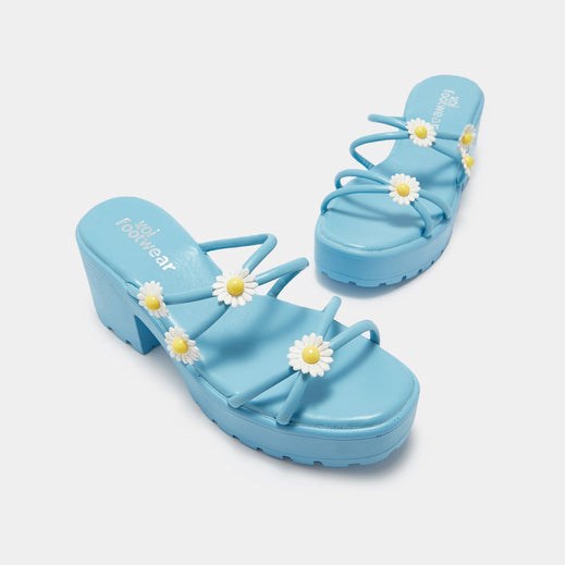 Femme Bleu Strappy Sandals Koi Footwear Blooming Daisy Oasis Lanières Sliders - BVD-9298276