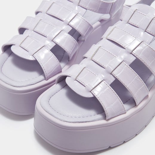 Femme Violette Strappy Sandals Koi Footwear Riakuma Lilac Croc Chunky Sandals - VBH-6512302