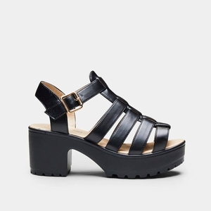 Femme Noir Strappy Sandals Koi Footwear Sii Lanières à Taquets Sandals - ZAK-7798300