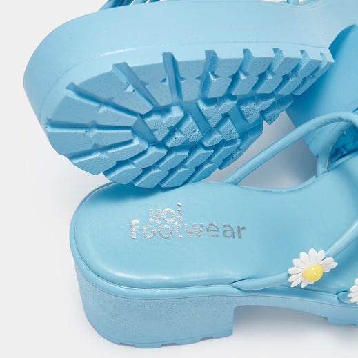 Femme Bleu Strappy Sandals Koi Footwear Blooming Daisy Oasis Lanières Sliders - BVD-9298276