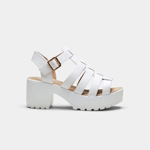 Femme Blanche Strappy Sandals Koi Footwear Sii Lanières à Taquets Sandals - XIW-7139871