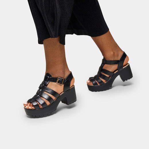 Femme Noir Strappy Sandals Koi Footwear Sii Lanières à Taquets Sandals - ZAK-7798300