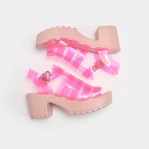 Femme Rose Strappy Sandals Koi Footwear Sii Lanières Jelly à Taquets Sandals - MBD-0063530