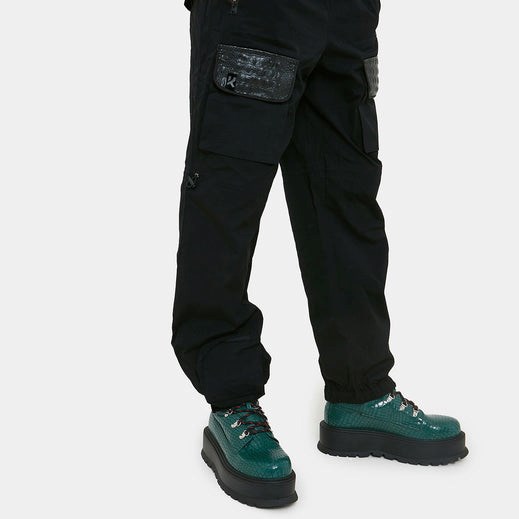 Homme Noir Pantalons Koi Footwear The Whiptail Baggy Cargo Pants - HMK-7469829