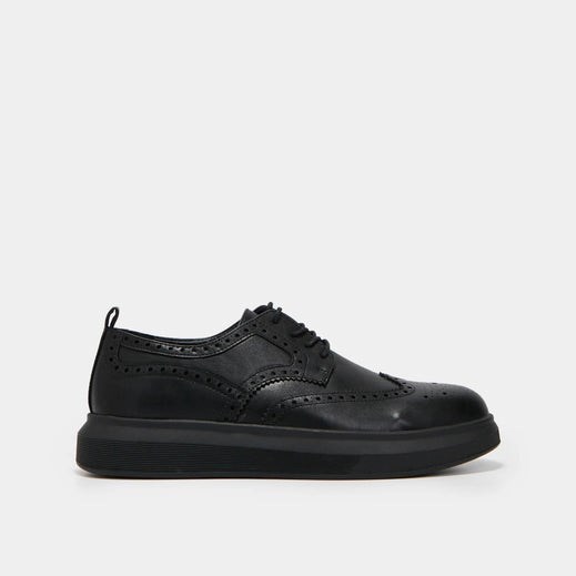 Homme Noir Vegan Shoes Koi Footwear Corson Brogue Detail Shoes - MFY-8568937