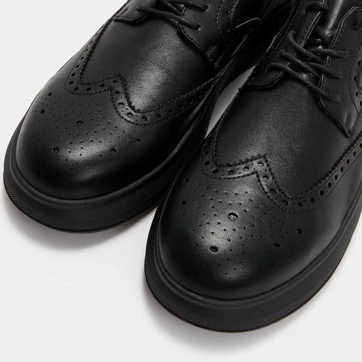 Homme Noir Vegan Shoes Koi Footwear Corson Brogue Detail Shoes - MFY-8568937