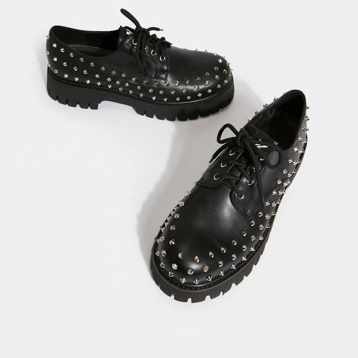 Homme Noir Vegan Shoes Koi Footwear Immolator Studded Shoes - YAC-2207555