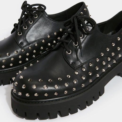 Homme Noir Vegan Shoes Koi Footwear Immolator Studded Shoes - YAC-2207555