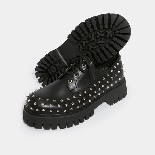 Homme Noir Vegan Shoes Koi Footwear Immolator Studded Shoes - YAC-2207555