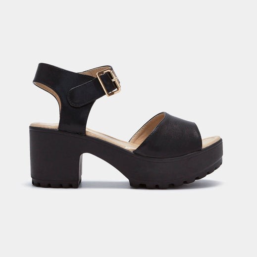 Femme Noir Sandales à Plateforme Koi Footwear Ankle Brides Chunky à Taquets - OMQ-2413682