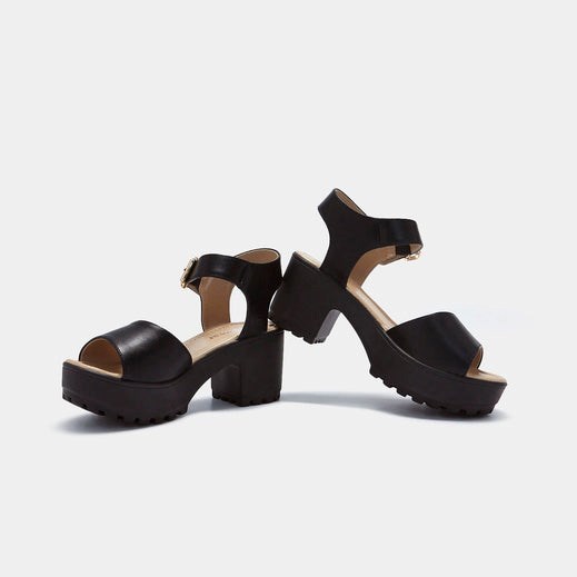 Femme Noir Sandales à Plateforme Koi Footwear Ankle Brides Chunky à Taquets - OMQ-2413682