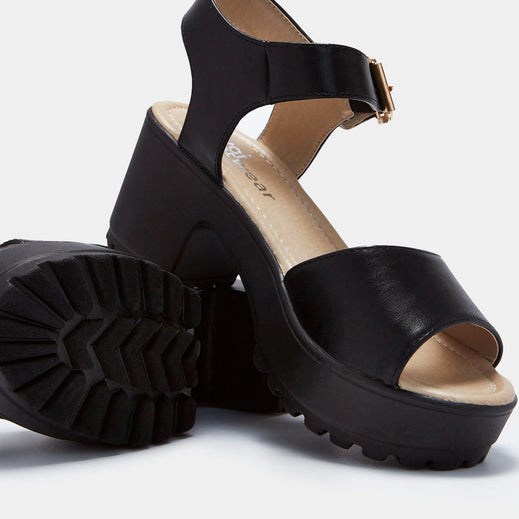 Femme Noir Sandales à Plateforme Koi Footwear Ankle Brides Chunky à Taquets - OMQ-2413682