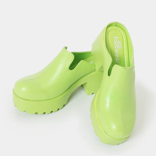 Femme Vert Chaussures Plateforme Koi Footwear Kiwi Sorbet Slip On Chunky Mules - CAQ-9003258