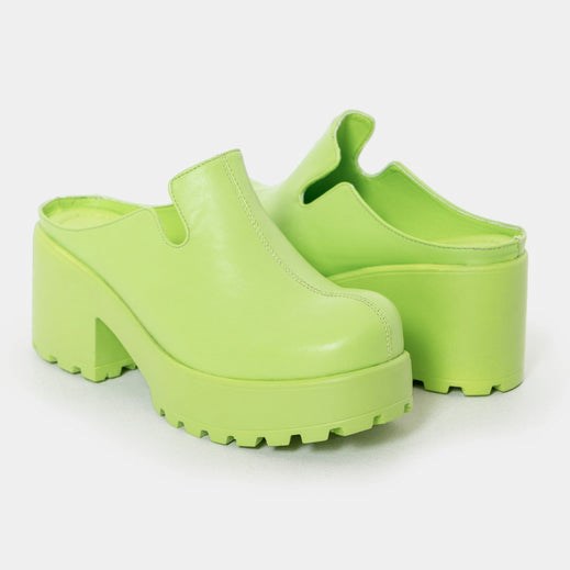 Femme Vert Chaussures Plateforme Koi Footwear Kiwi Sorbet Slip On Chunky Mules - CAQ-9003258