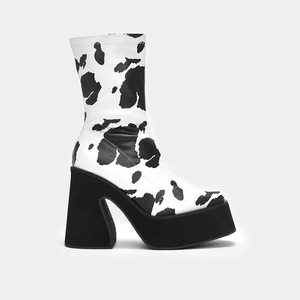 Femme Multi Bottes à Talons Koi Footwear Holy Cow Print Talons Boots - ZAP-4046728