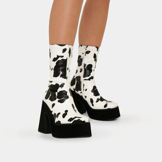 Femme Multi Bottes à Talons Koi Footwear Holy Cow Print Talons Boots - ZAP-4046728