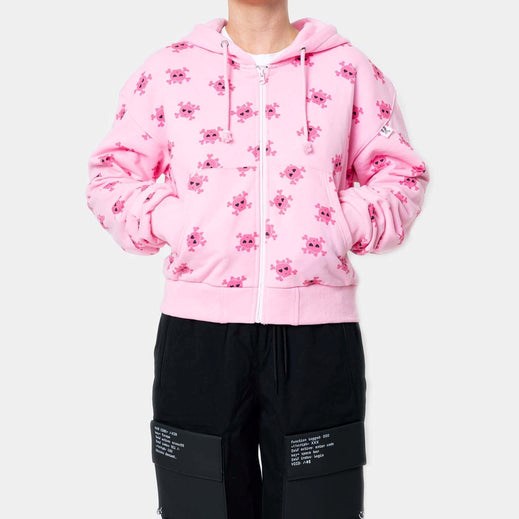 Femme Rose Sweat à Capuche Koi Footwear Invader Of Space Zip Up - GFI-6965054