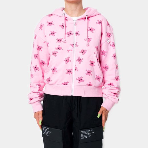 Femme Rose Sweat à Capuche Koi Footwear Invader Of Space Zip Up - GFI-6965054