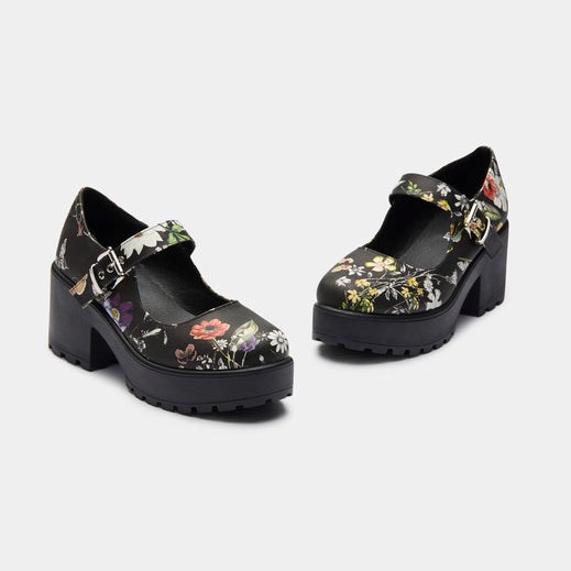 Femme Noir Chaussures Mary Jane Koi Footwear Tira Mary Janes 'floral Edition' - IXW-1683232