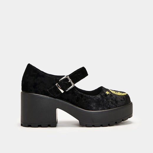 Femme Noir Chaussures Mary Jane Koi Footwear Tira Witchy Mary Janes 'della Velvet Edition' - PGS-1263099