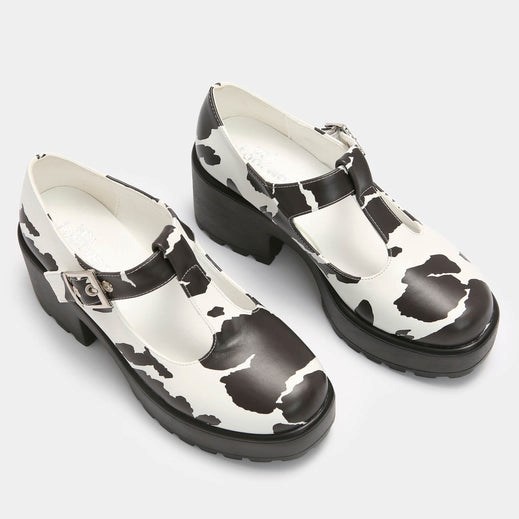 Femme Blanche Chaussures Mary Jane Koi Footwear Sai Cow Print Mary Janes 'nettie Edition' - JRF-4234182