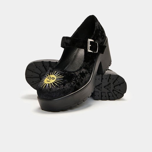 Femme Noir Chaussures Mary Jane Koi Footwear Tira Witchy Mary Janes 'della Velvet Edition' - PGS-1263099